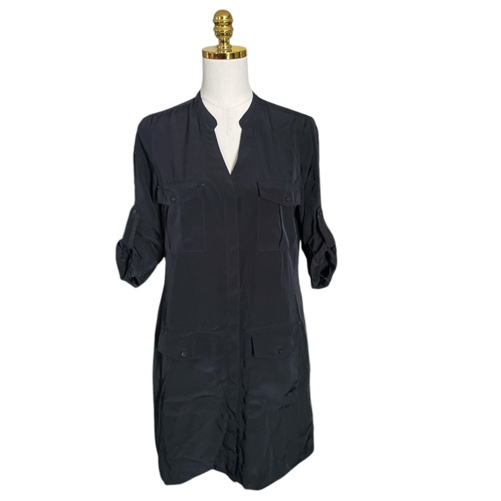 EXPRESS | Black Button-Up Military Shirt Dress Size S